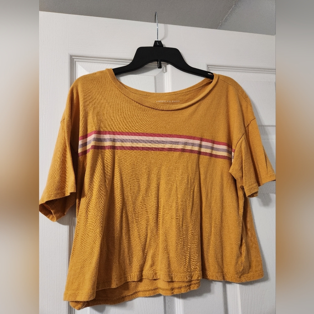 Yellow Striped Crop Top